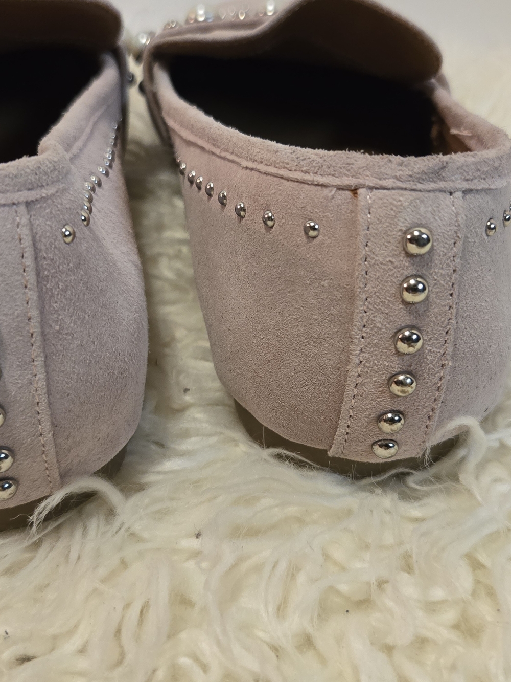 Berkshire Blush Pearl & Stud Suede-Look Loafers - Picture 12 of 14